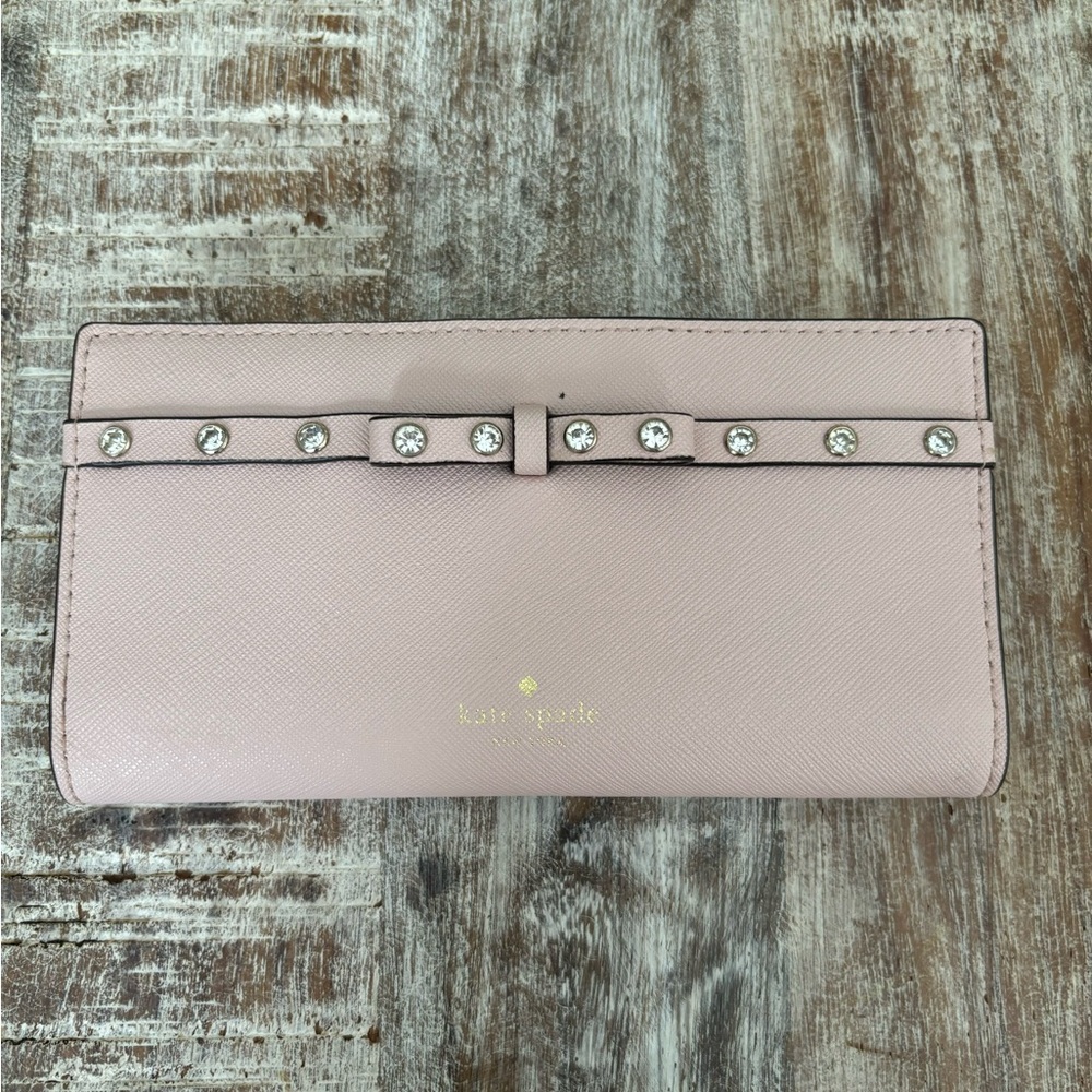 Kate Spade Laurel Way Pink Wallet with Stud Accents